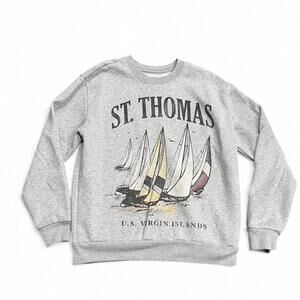 Hollister Gray Graphic Oversized Crewneck | St. Thomas | Medium